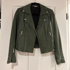 Rebecca Minkoff dark green leather jacket- size small